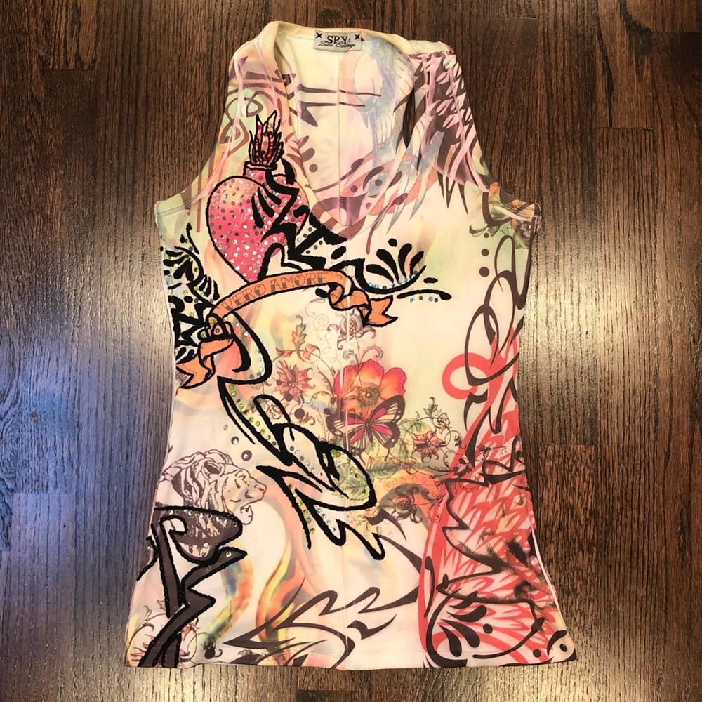 Colorful racer back tank top.